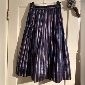 Blue Pink-Striped Circle Skirt
